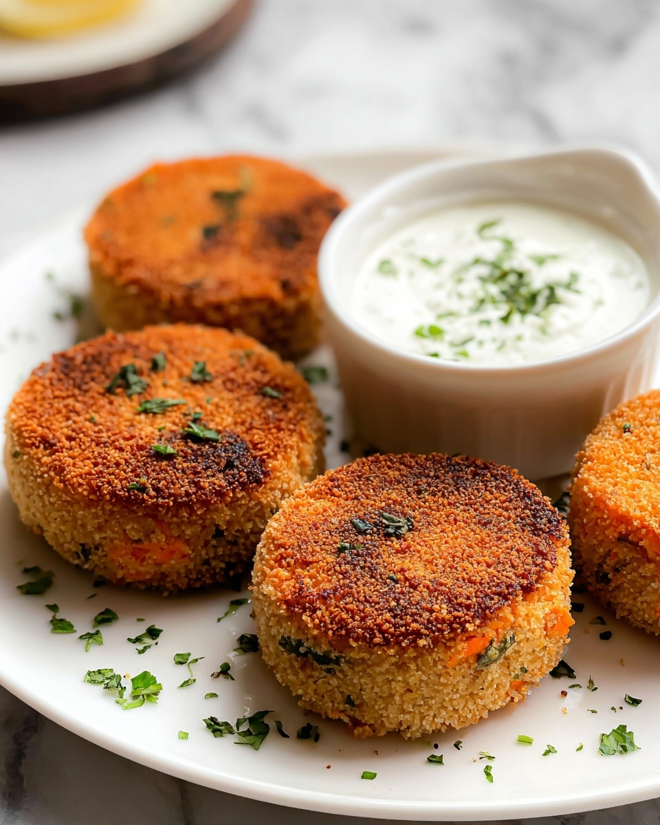 Salmon Croquettes with Spicy Greek Yogurt Dipping Sauce Recipe - Recipe Image