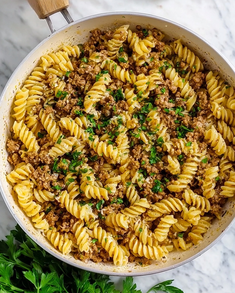 One Pot Beef and Garlic Butter Pasta Recipe - Recipe Image