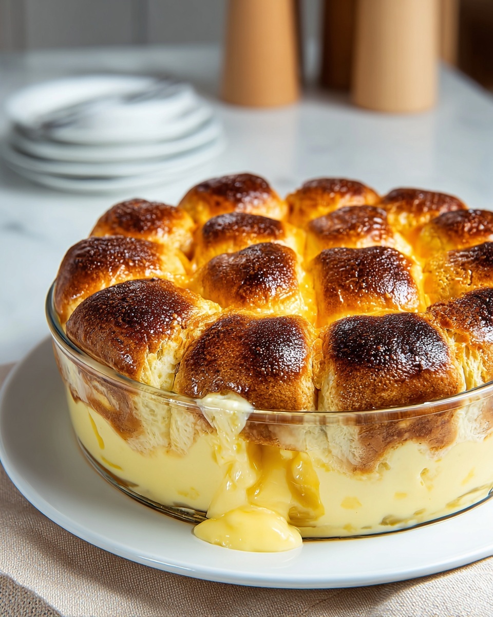 Custard Bread Pudding with Vanilla Sauce Recipe - Recipe Image