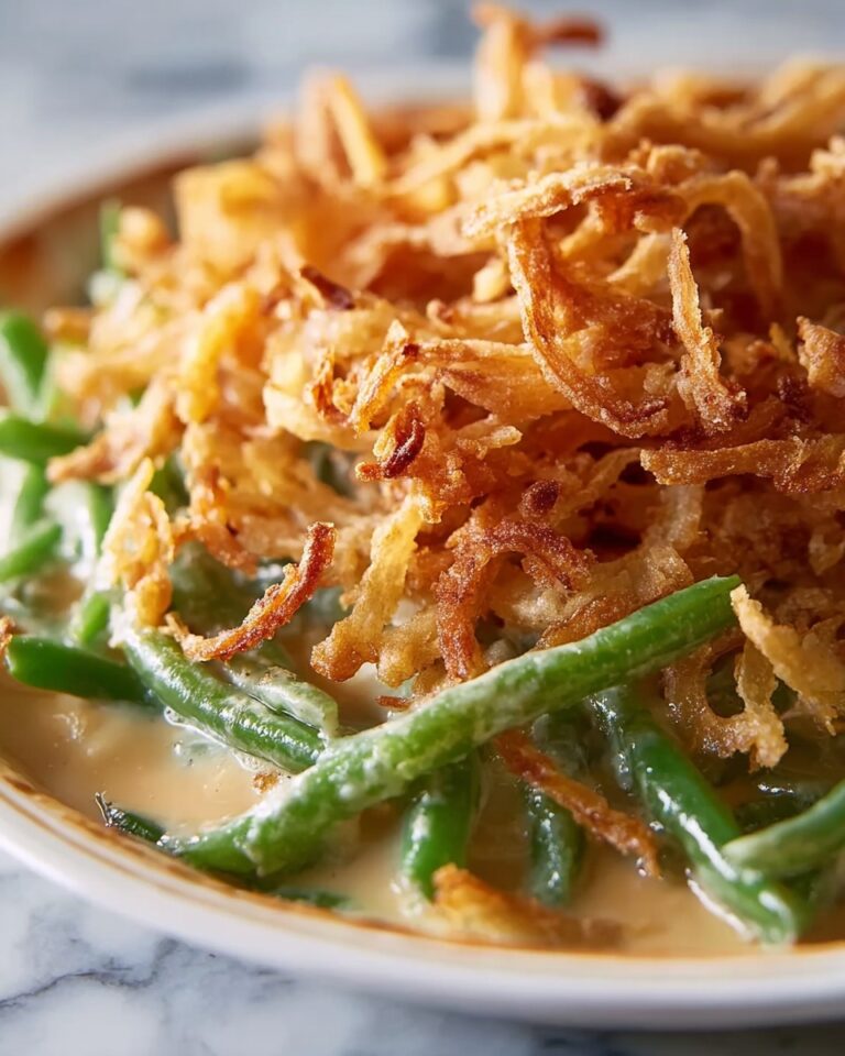 Creamy Green Bean Casserole with Crispy French-Fried Onions Recipe