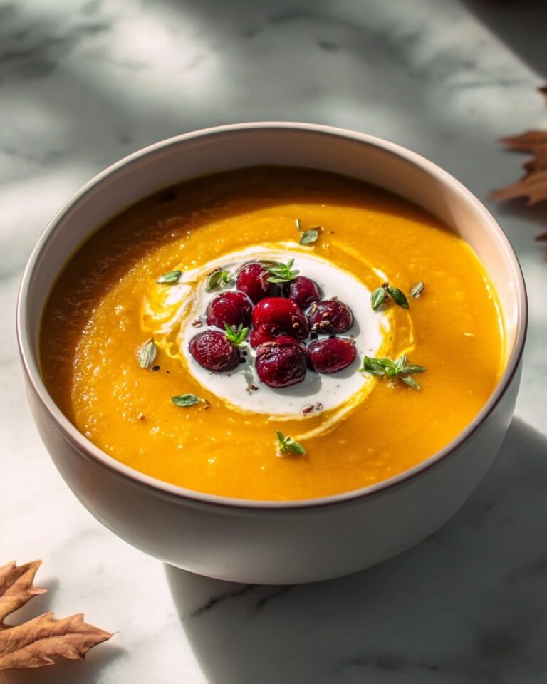 Roasted Butternut Squash Soup with Cream Cheese and Cranberries Recipe