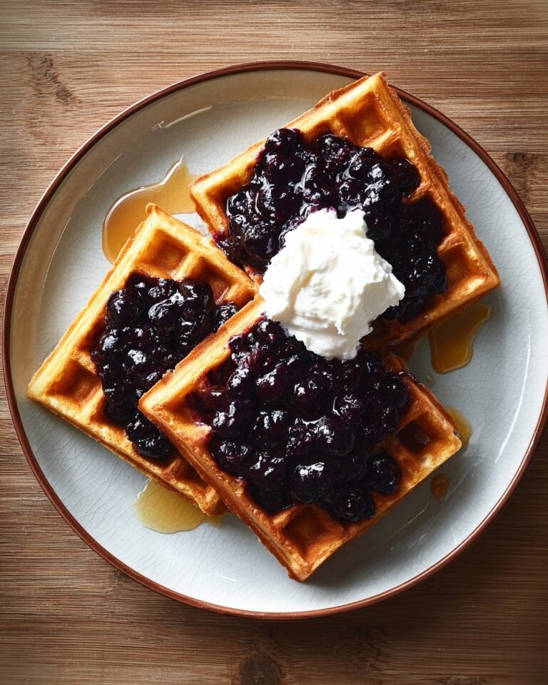 Waffles with Blueberry Compote and Lemon Ricotta Cream Recipe