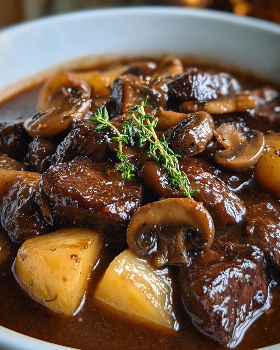 Classic French Beef Stew with Mushrooms Recipe - Recipe Image