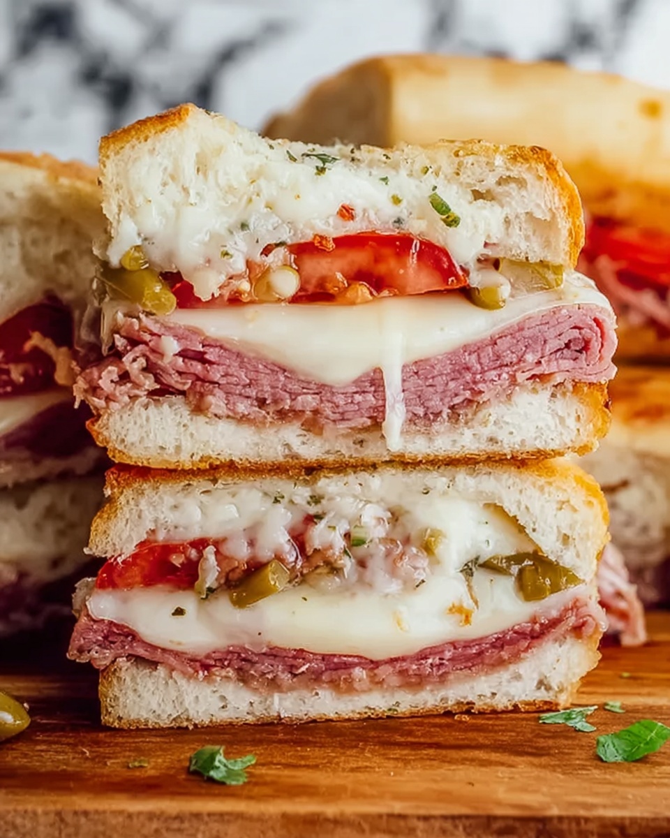 Giant Muffaletta Italian Sandwich Recipe - Recipe Image
