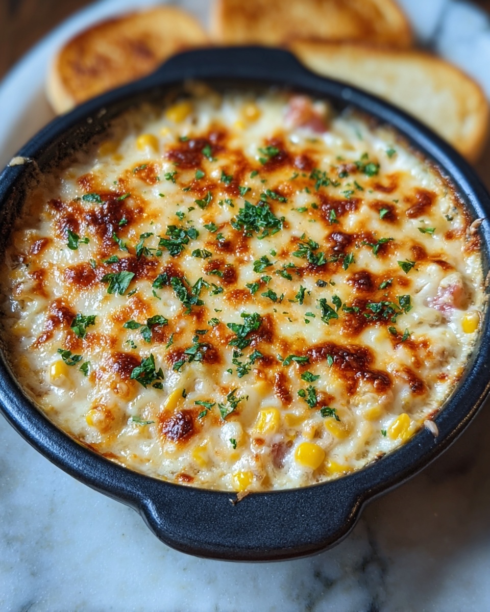Hot Corn Dip with Cream Cheese, Sour Cream, and Melty Colby Jack Cheese Recipe - Recipe Image