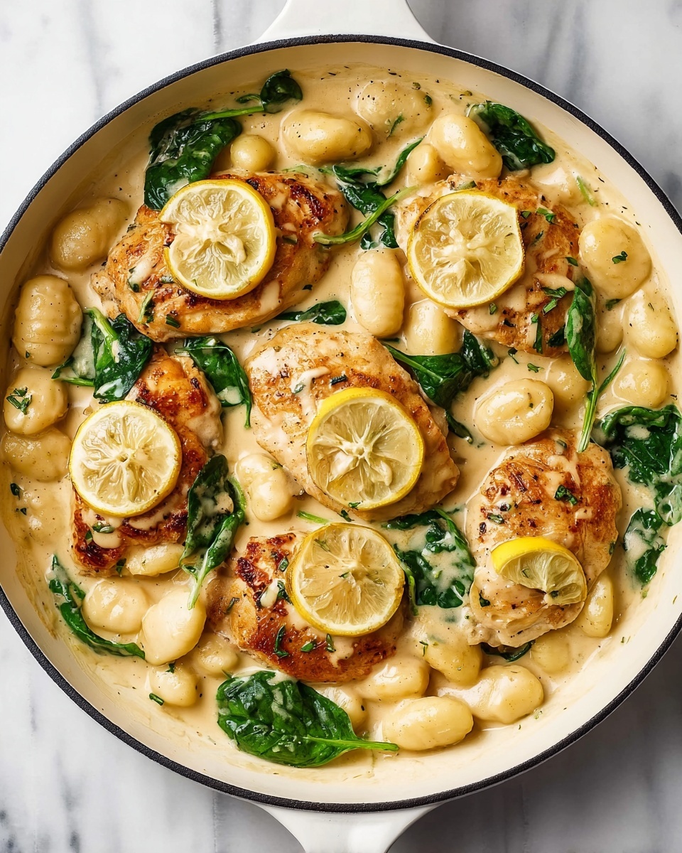 Lemon Chicken Gnocchi with Spinach and Parmesan Recipe - Recipe Image