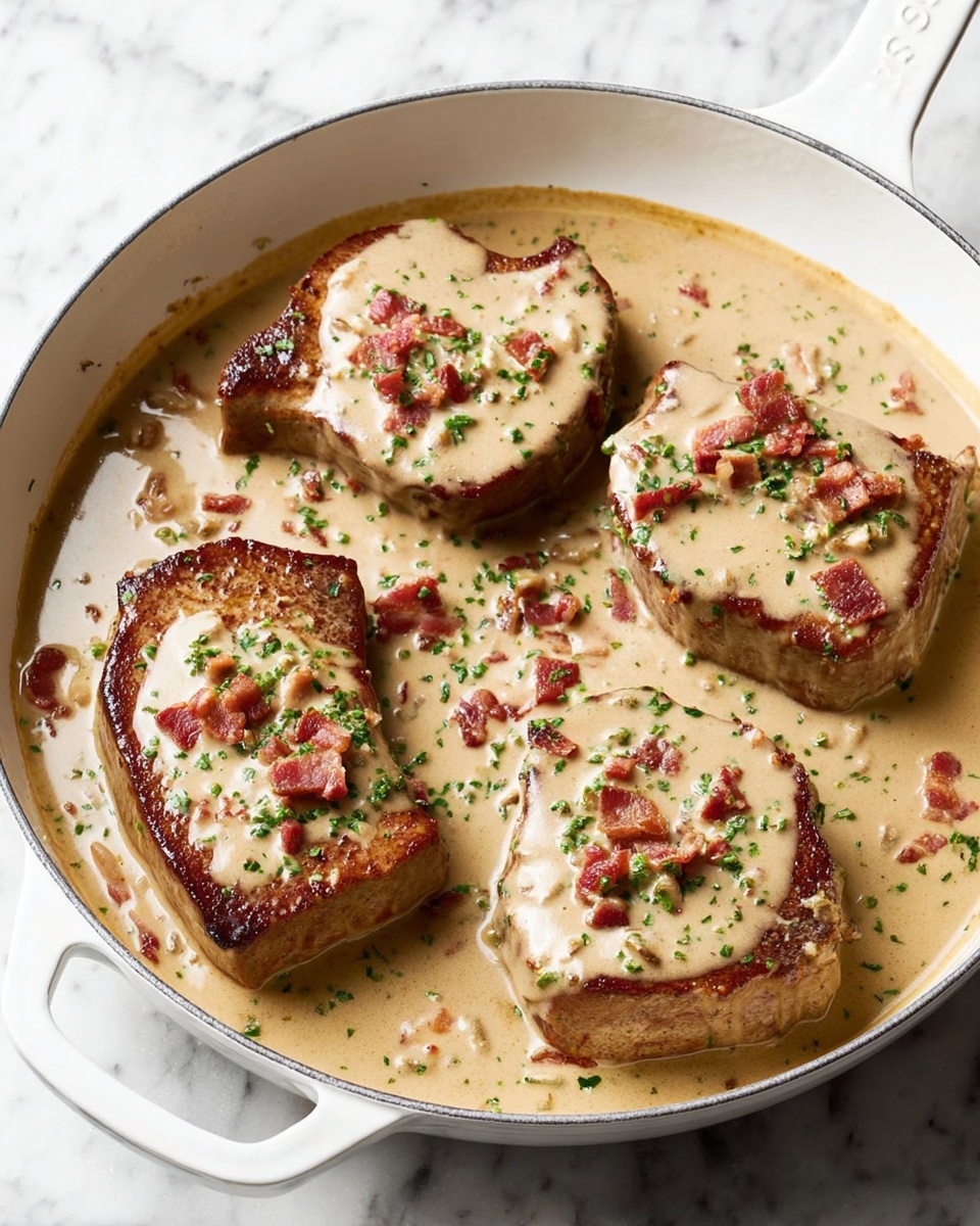 Creamy Bacon Pork Chops Recipe - Recipe Image