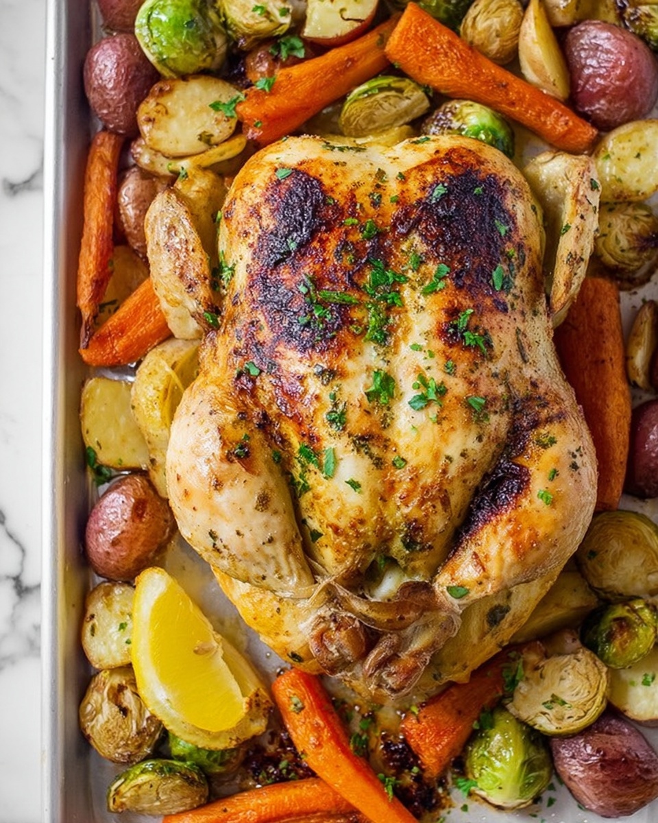 Spatchcock Chicken with Roasted Vegetables Recipe - Recipe Image