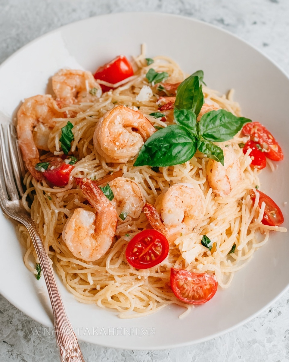 Spaghetti with Shrimp in Creamy Tomato Sauce Recipe - Recipe Image