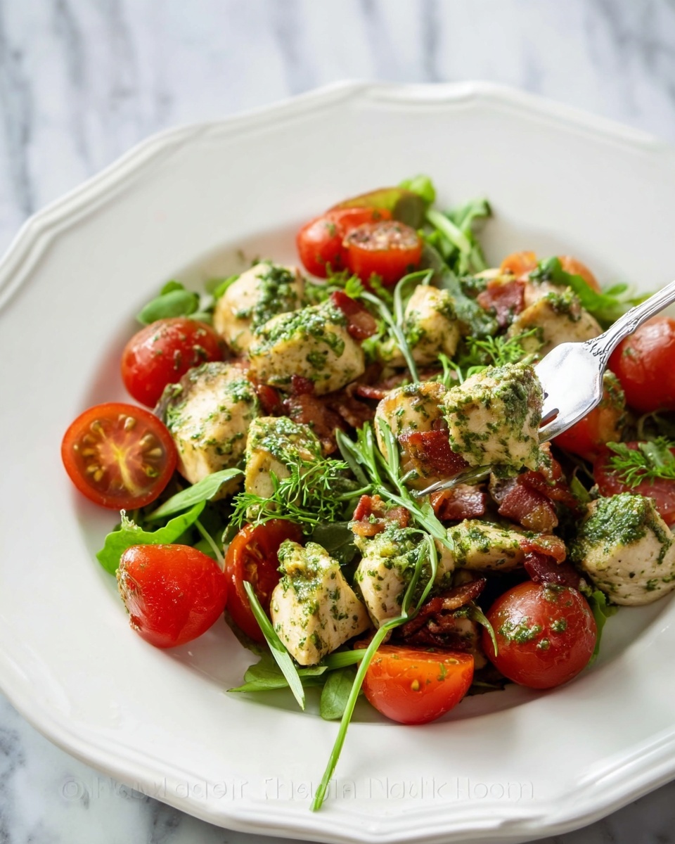 Creamy Spinach Salad with Chicken, Bacon, and Baby Tomatoes Recipe - Recipe Image