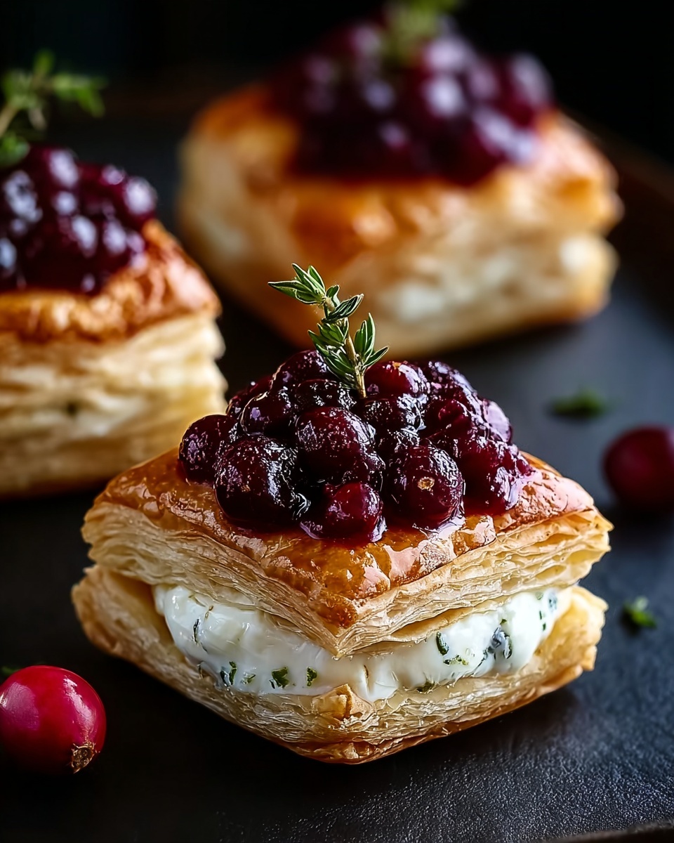 Cranberry Brie Puff Pastry Bites – Elegant Holiday Appetizer in Minutes Recipe - Recipe Image