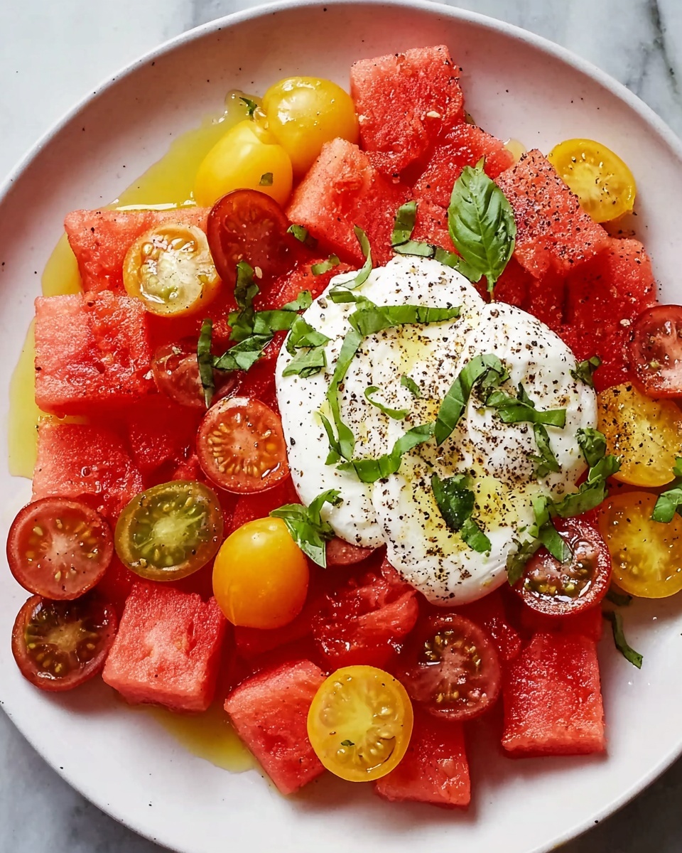Watermelon Tomato Burrata Salad – Easy, Refreshing Summer Recipe - Recipe Image