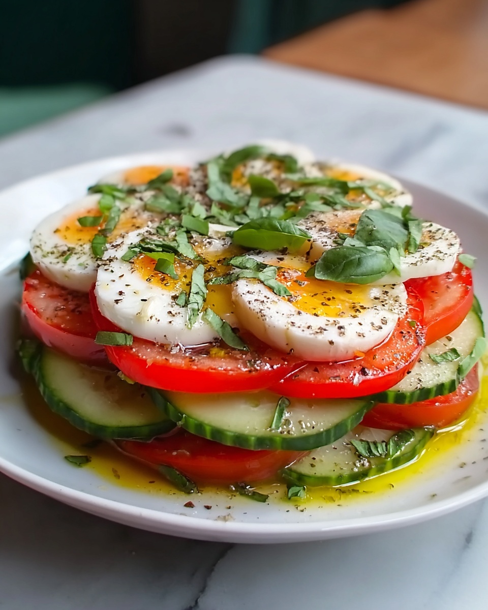 Easy Cucumber Caprese Salad – A Refreshing and Vibrant Summer Side Dish Recipe - Recipe Image