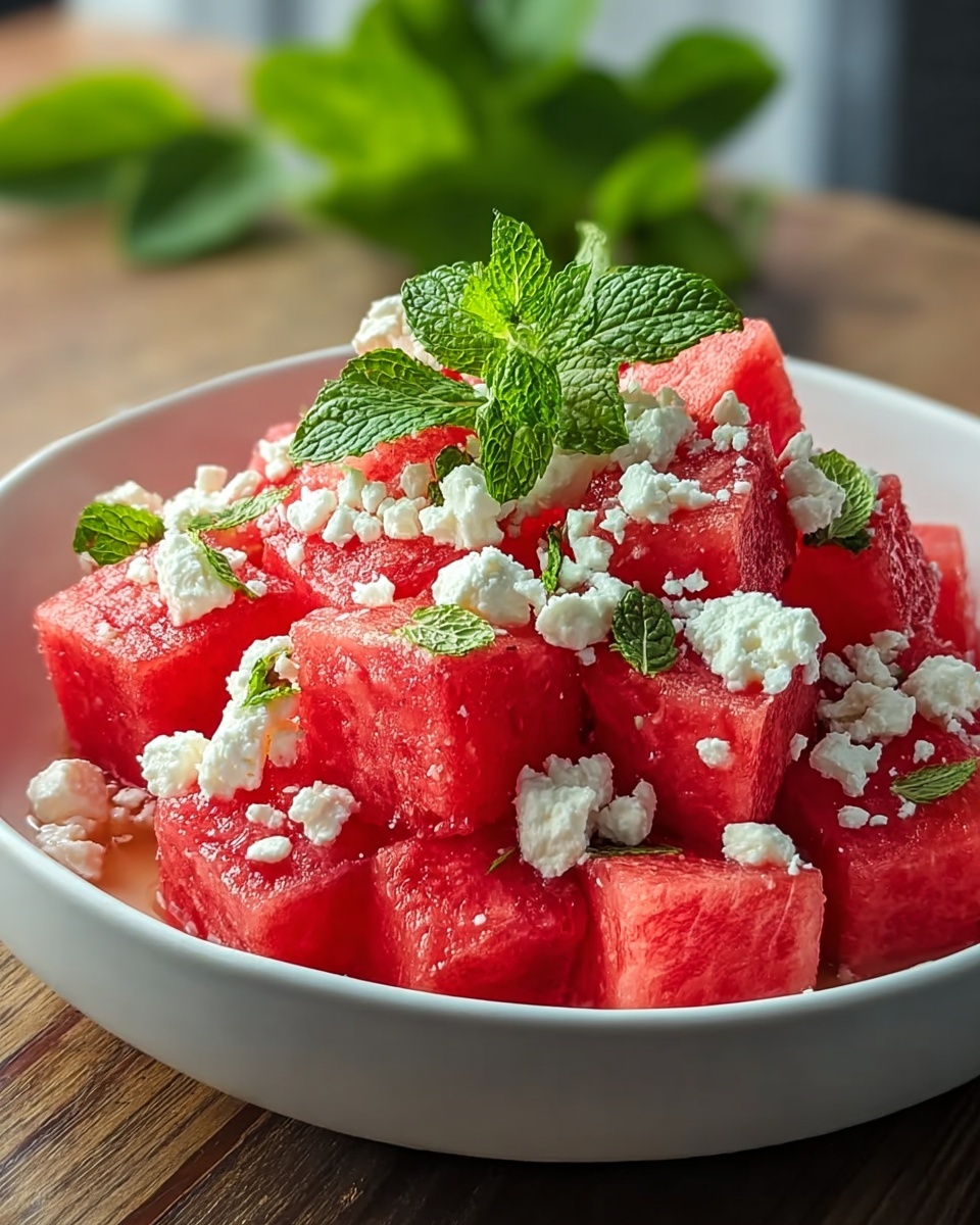 Watermelon Feta Salad with Mint and Balsamic Glaze Recipe - Recipe Image