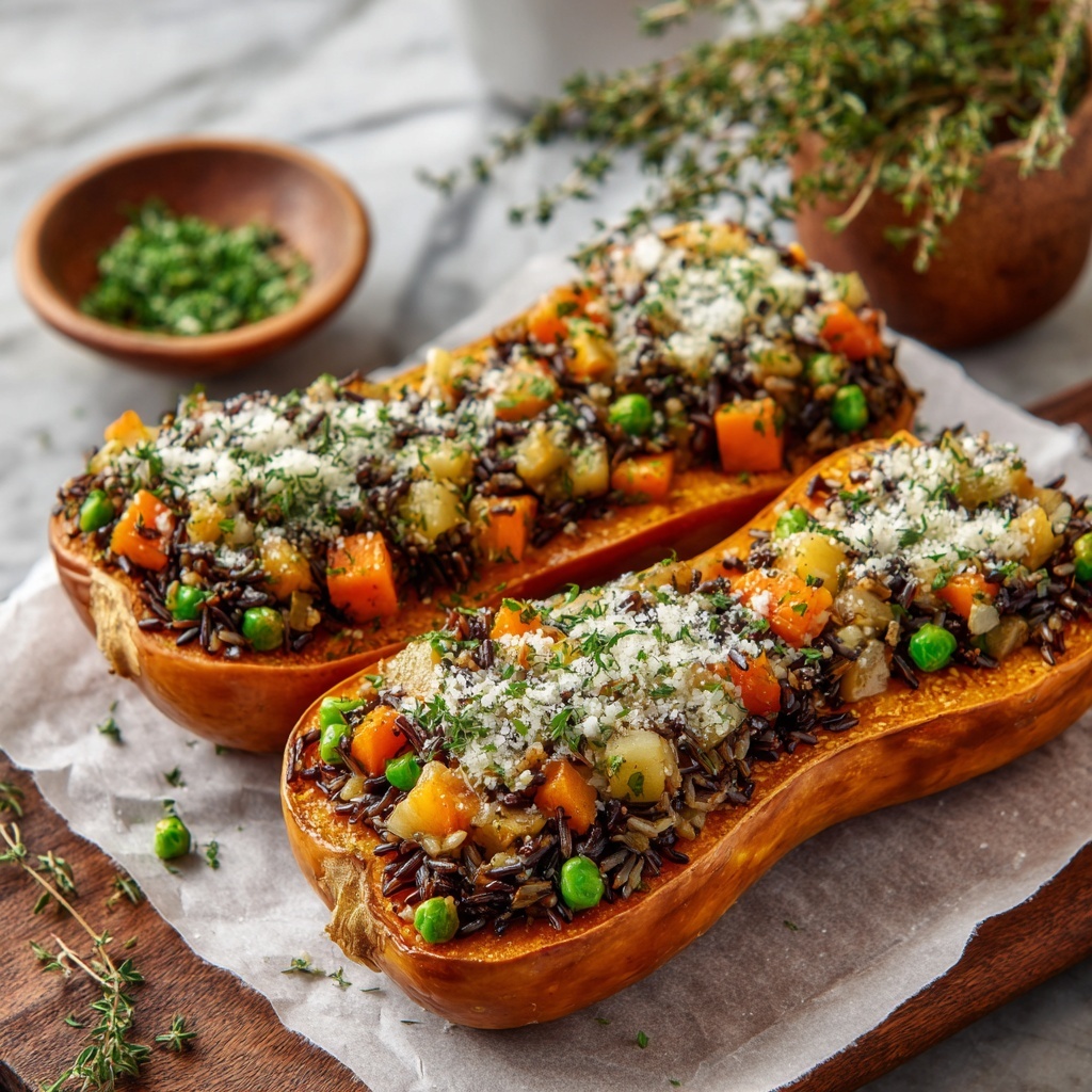 Stuffed Butternut Squash with Wild Rice Recipe - Recipe Image