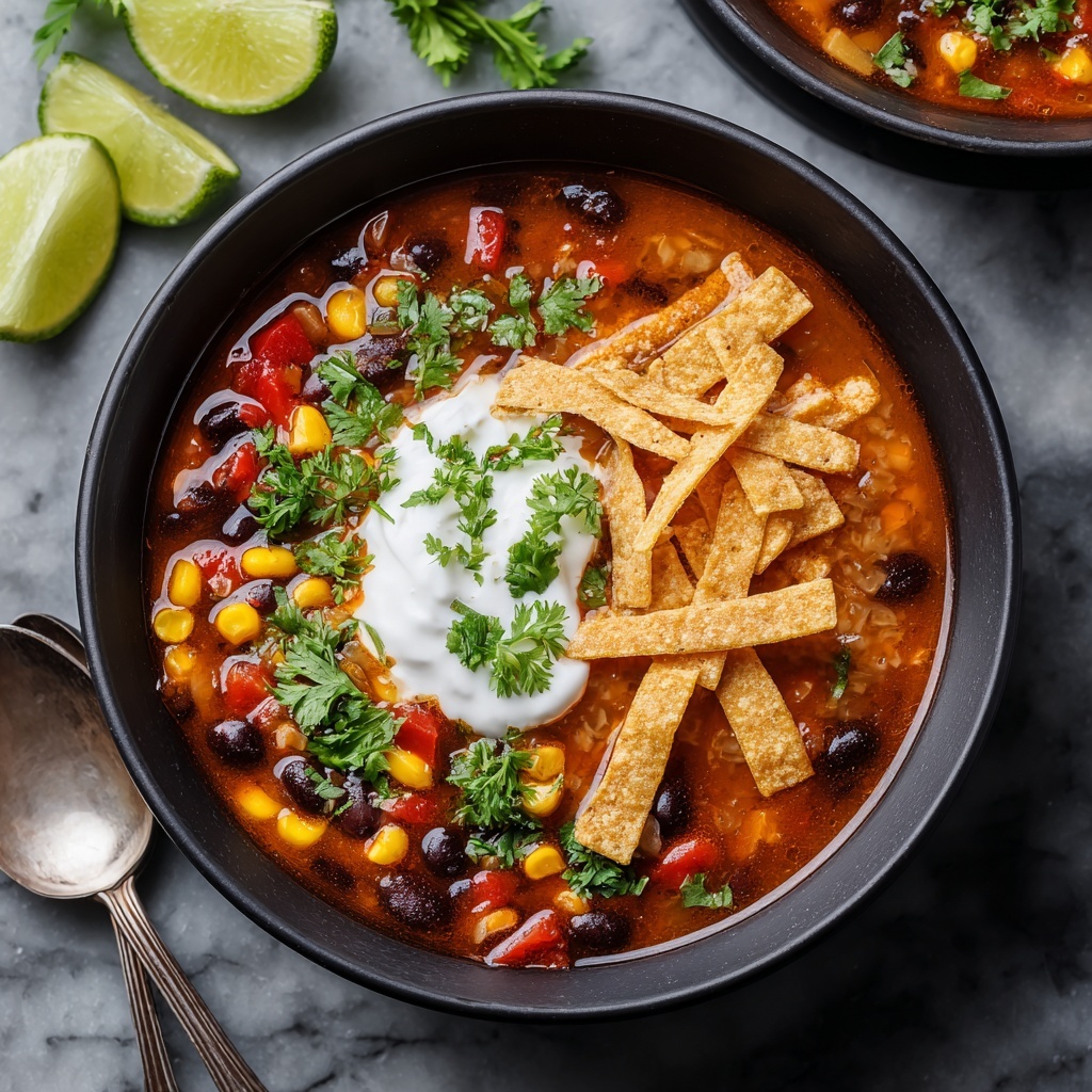 Roasted Black Bean Tortilla Soup Recipe - Recipe Image