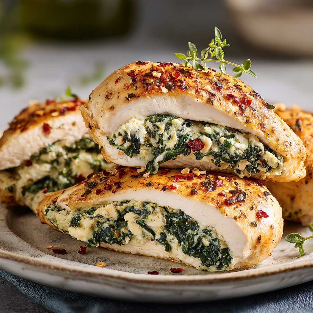 Stuffed Spinach & Feta Chicken Breasts Recipe - Recipe Image