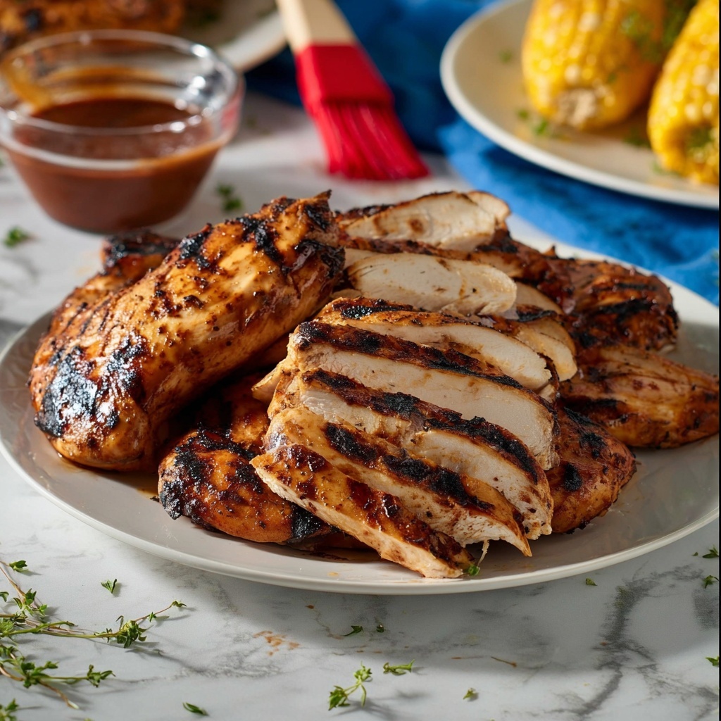 Grilled Chicken Breasts with Barbecue Sauce Recipe - Recipe Image