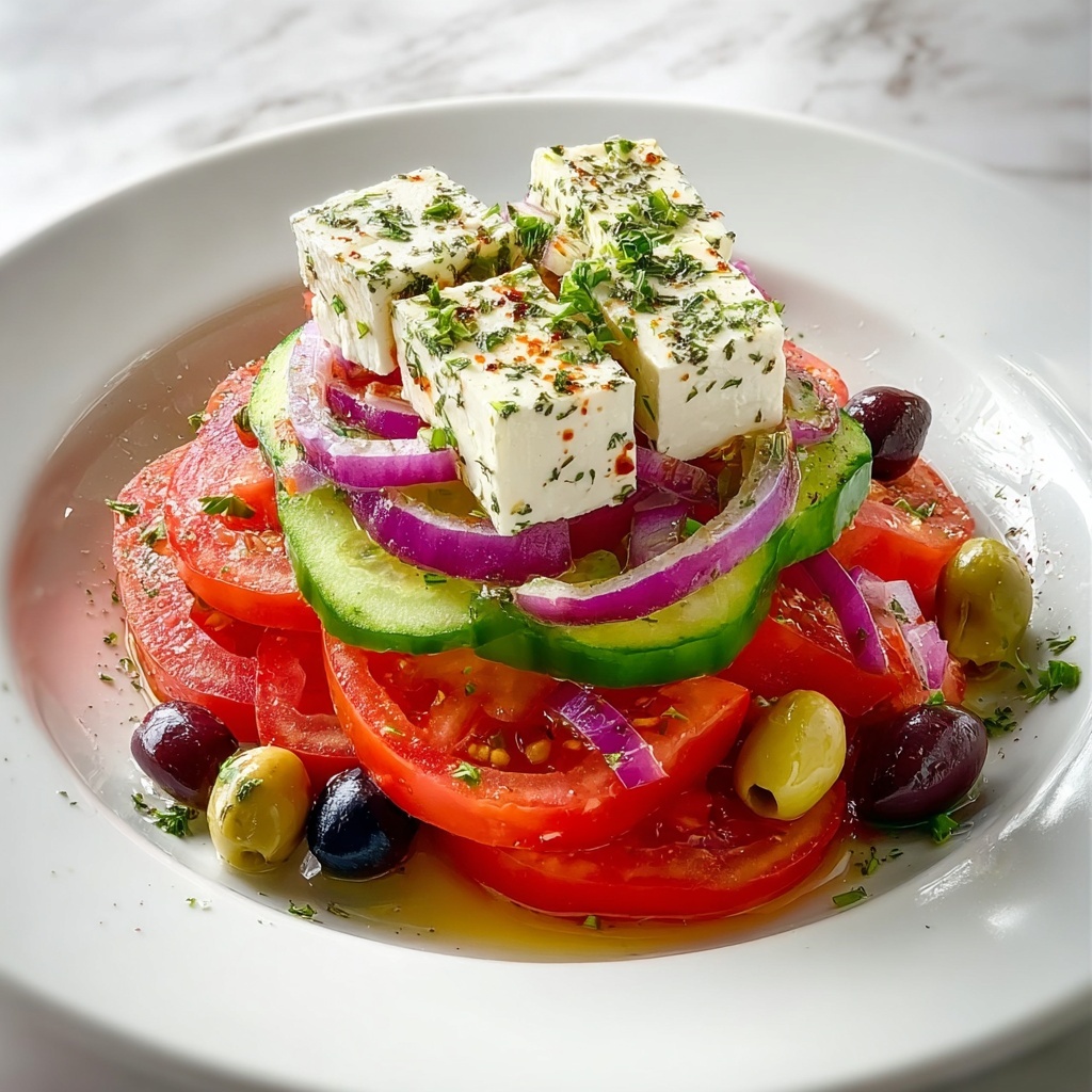 Classic Fresh Mediterranean Greek Salad Recipe - Recipe Image