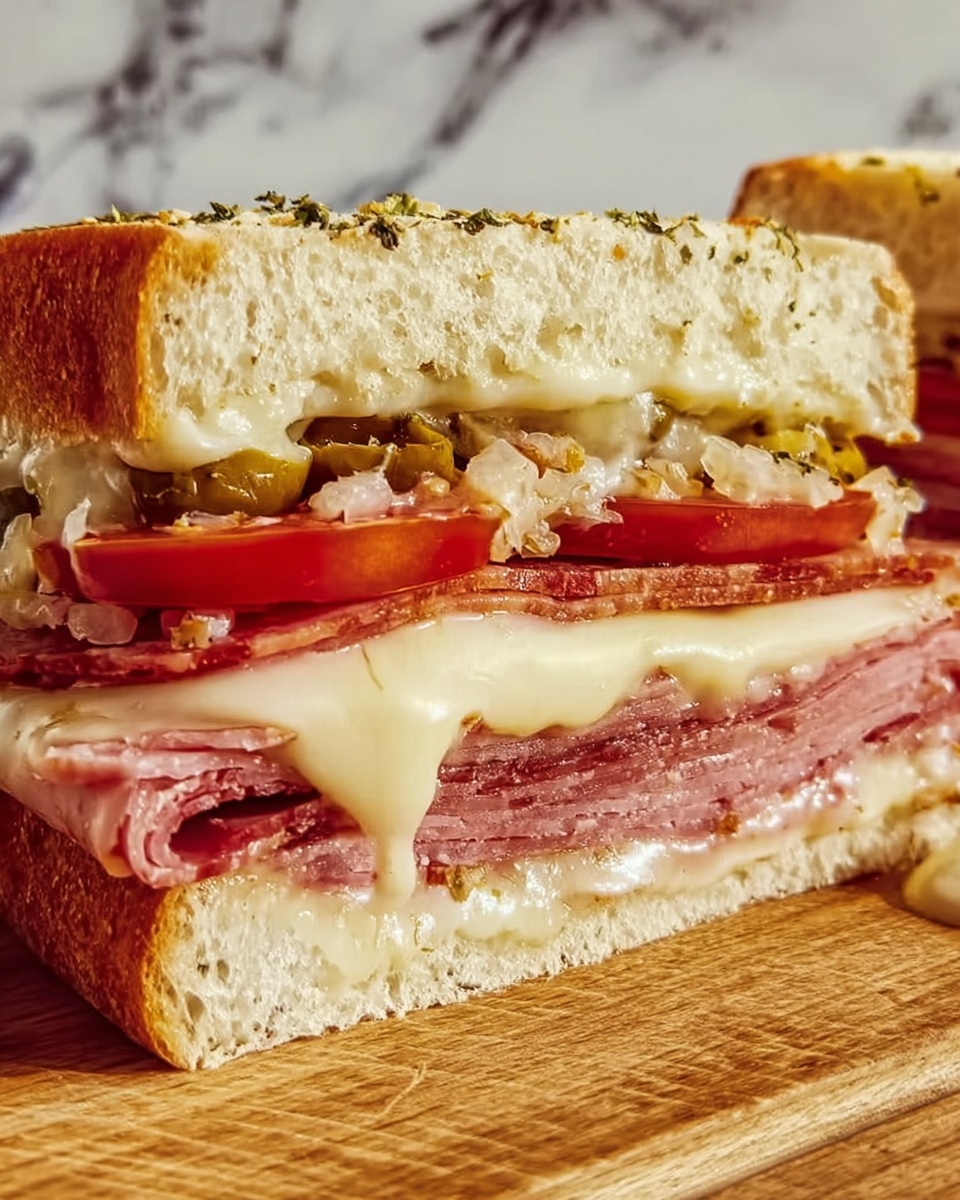 Giant Muffaletta Italian Sandwich Recipe - Recipe Image