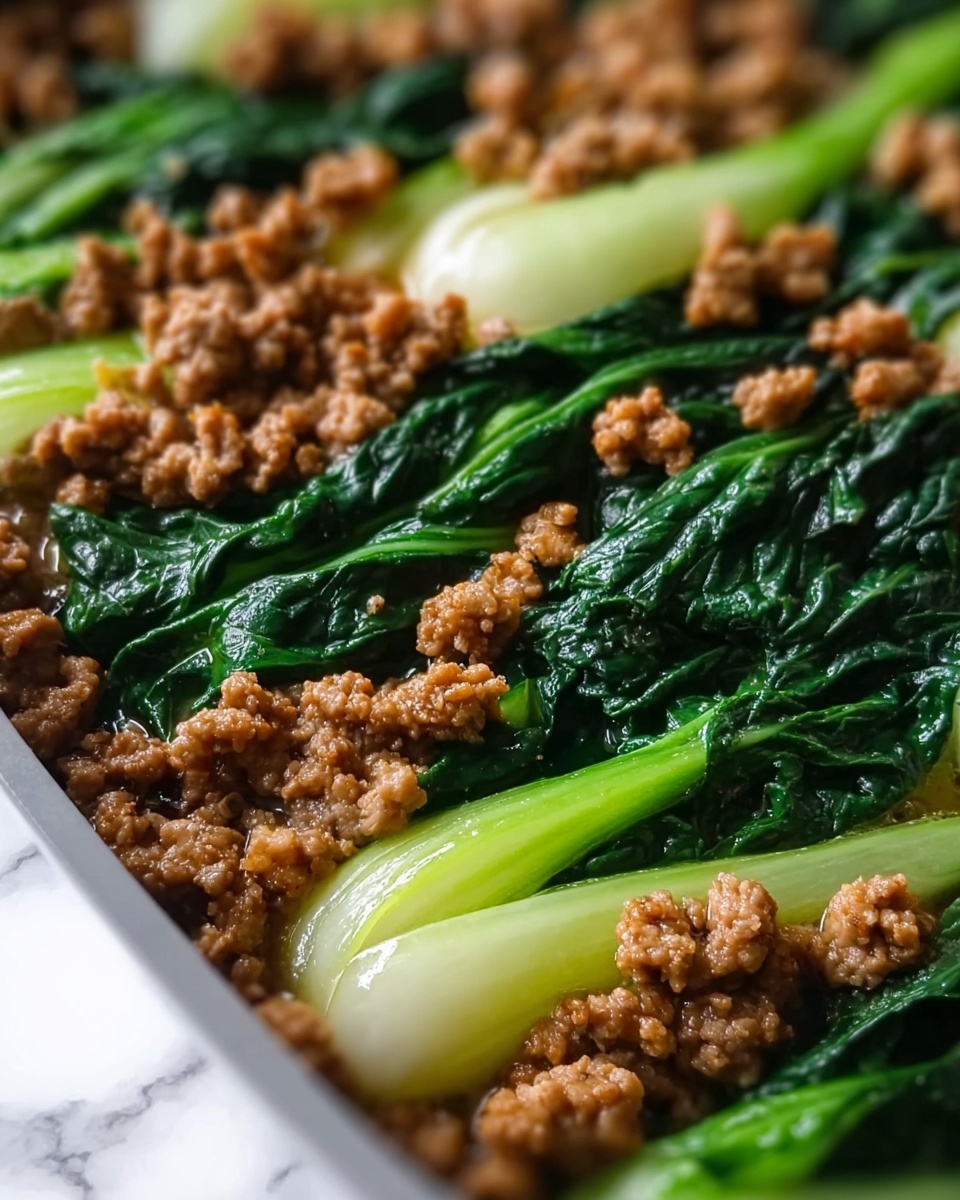 Stir-Fried Bok Choy with Ground Meat Recipe - Recipe Image