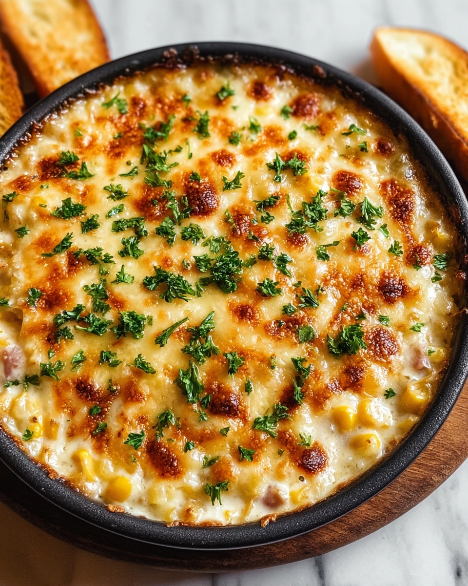 Hot Corn Dip with Cream Cheese, Sour Cream, and Melty Colby Jack Cheese Recipe - Recipe Image