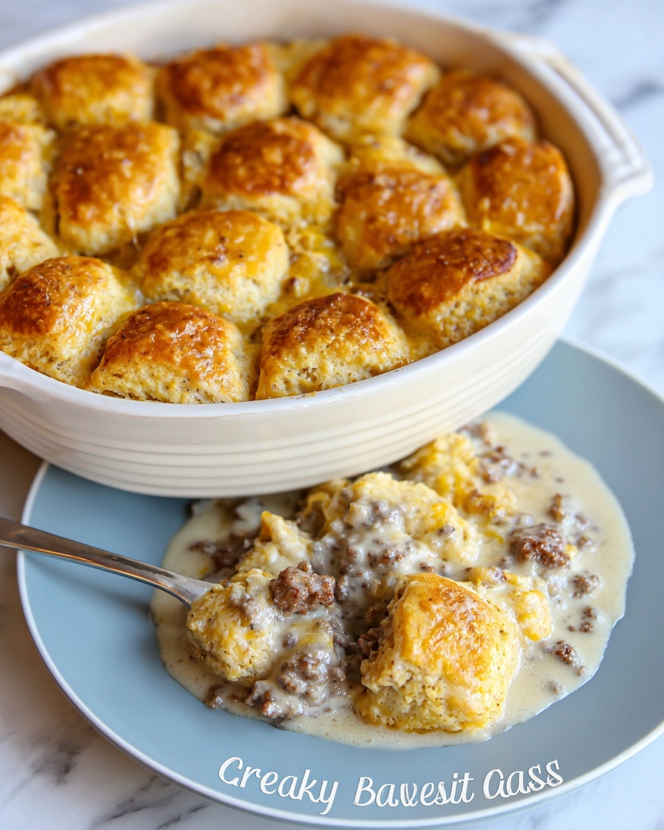 Biscuits and Gravy Breakfast Casserole Recipe - Recipe Image