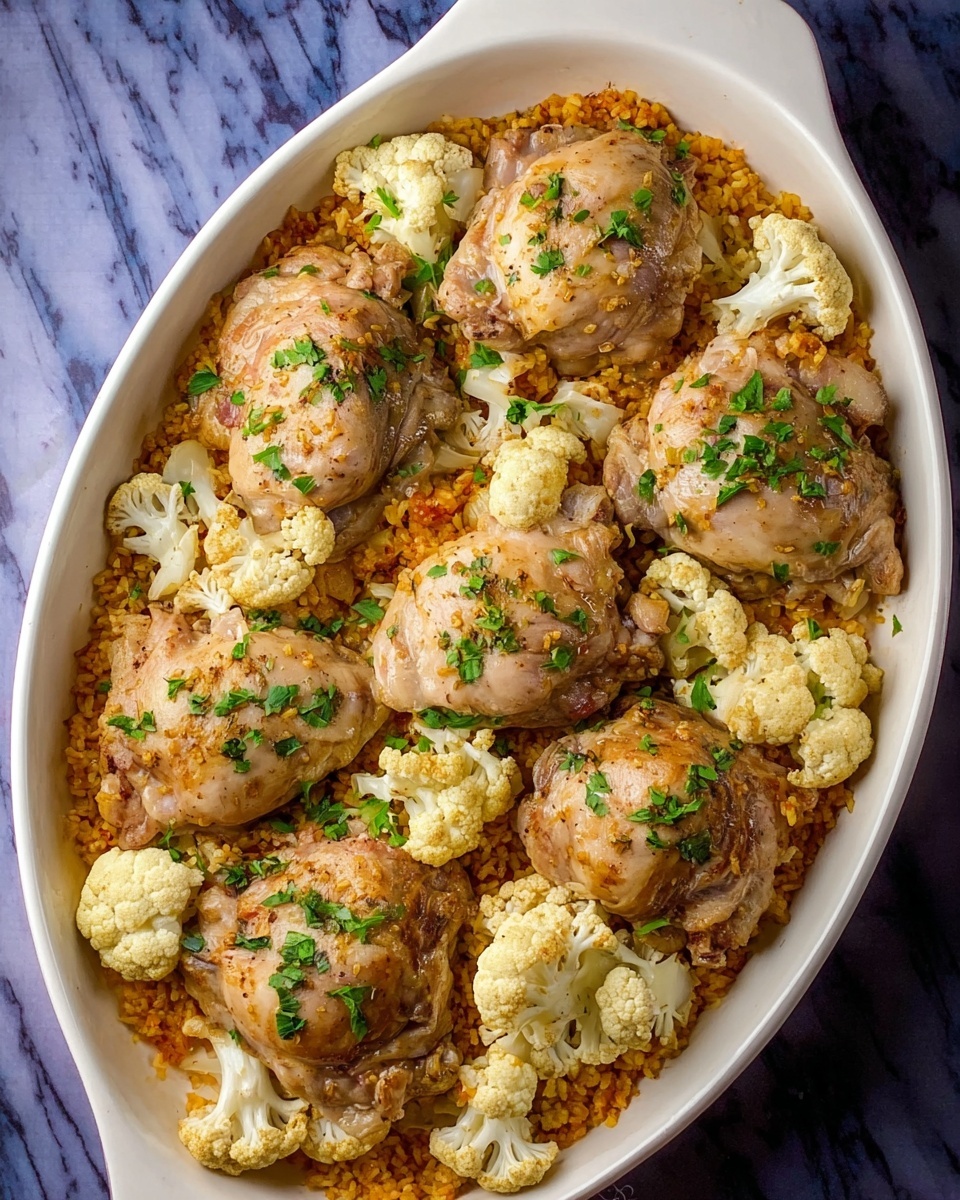 Stuffed Chicken Thighs with Rice and Cauliflower One-Pan Meal Recipe - Recipe Image