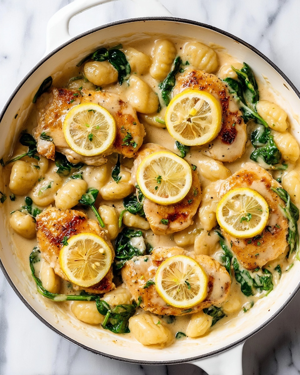 Lemon Chicken Gnocchi with Spinach and Parmesan Recipe - Recipe Image
