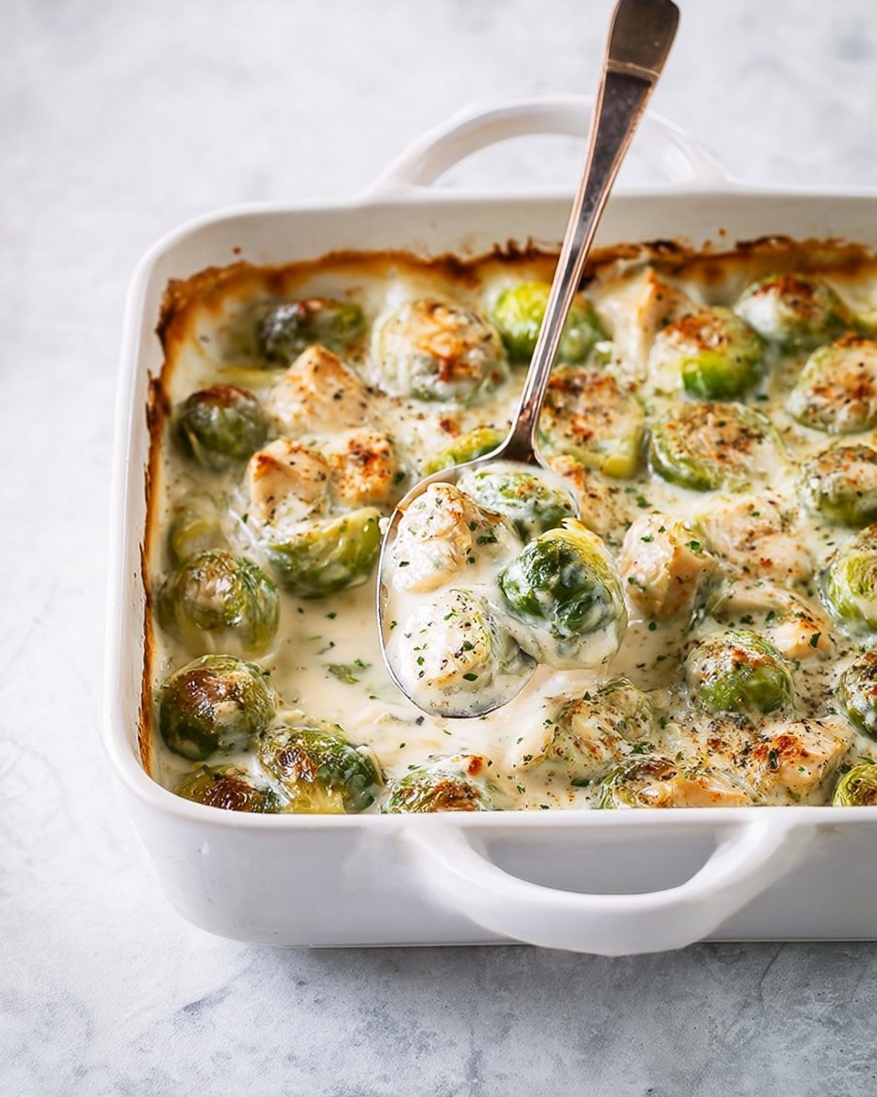 Creamy Baked Brussels Sprouts with Parmesan and Brandy Recipe - Recipe Image