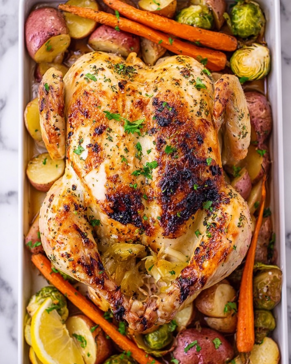 Spatchcock Chicken with Roasted Vegetables Recipe - Recipe Image