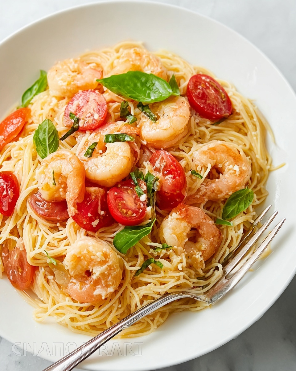 Spaghetti with Shrimp in Creamy Tomato Sauce Recipe - Recipe Image