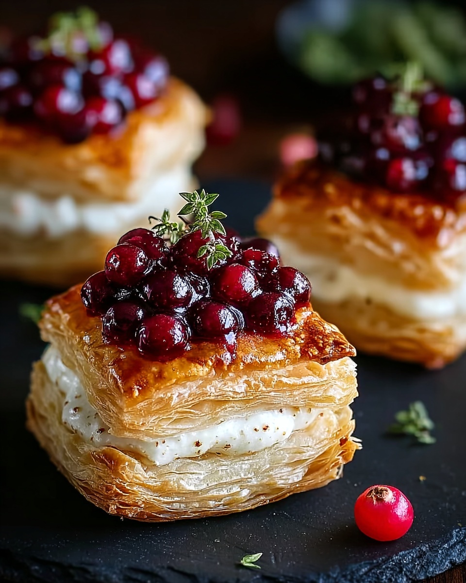 Cranberry Brie Puff Pastry Bites – Elegant Holiday Appetizer in Minutes Recipe - Recipe Image
