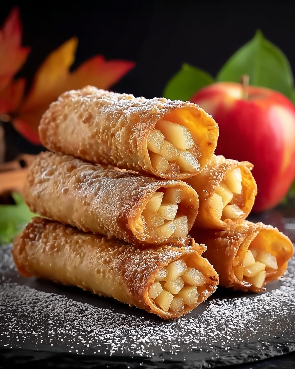 Apple Pie Egg Rolls with Cinnamon Sugar and Caramel Dipping Sauce Recipe - Recipe Image
