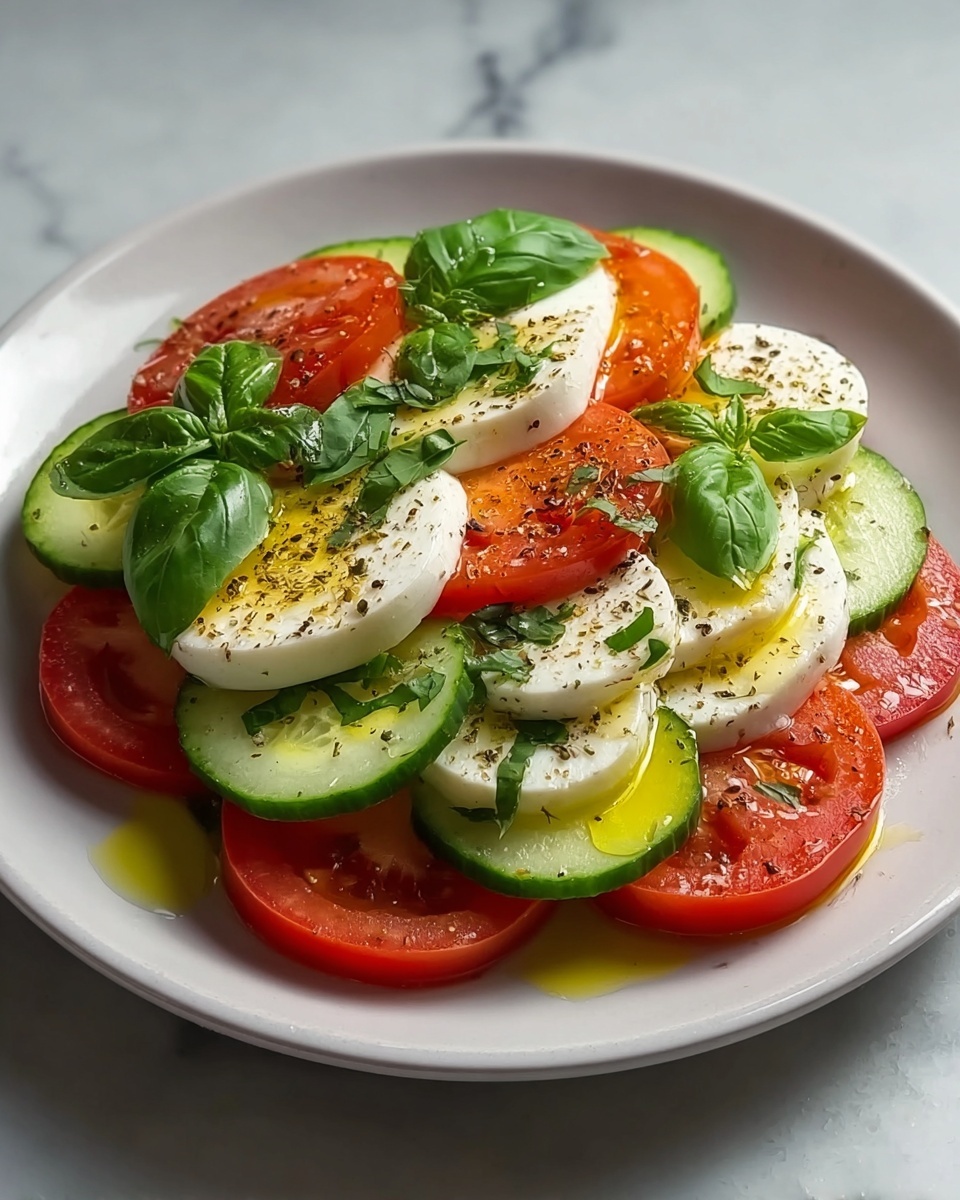 Easy Cucumber Caprese Salad – A Refreshing and Vibrant Summer Side Dish Recipe - Recipe Image
