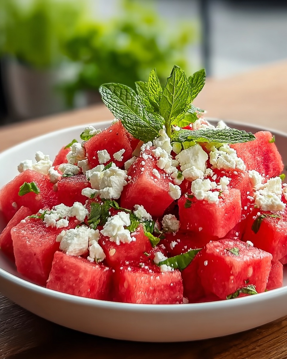 Watermelon Feta Salad with Mint and Balsamic Glaze Recipe - Recipe Image