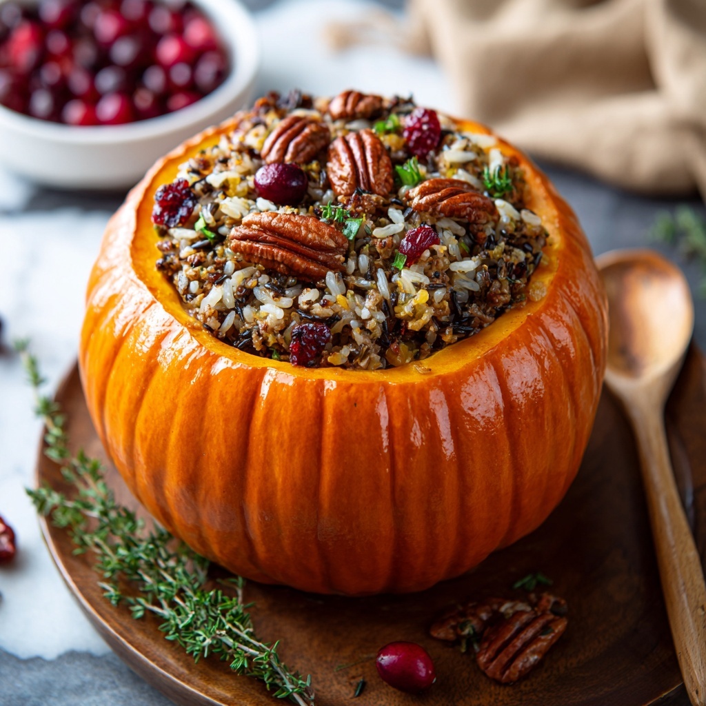 Pumpkin Stuffed with Wild Rice and Sausage Recipe - Recipe Image