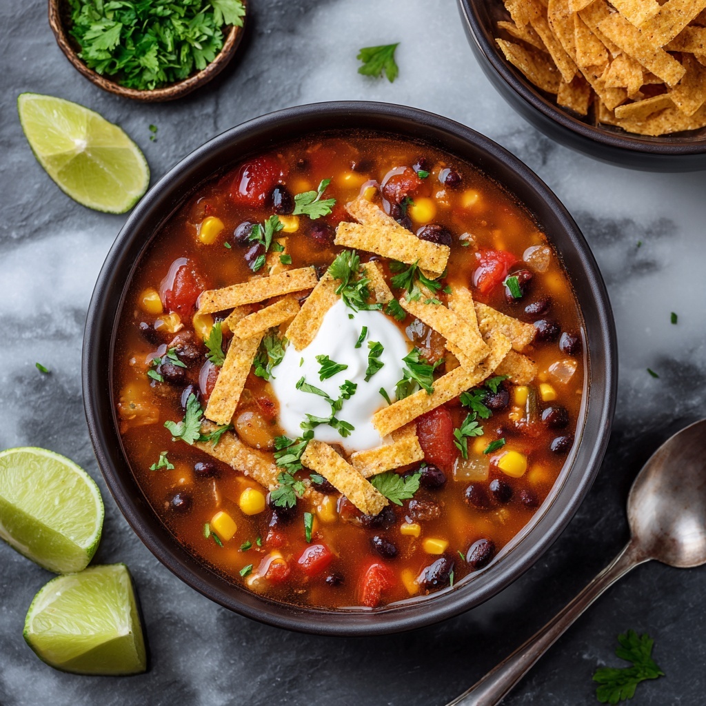 Roasted Black Bean Tortilla Soup Recipe - Recipe Image