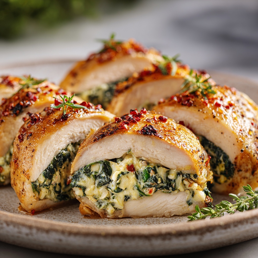 Stuffed Spinach & Feta Chicken Breasts Recipe - Recipe Image