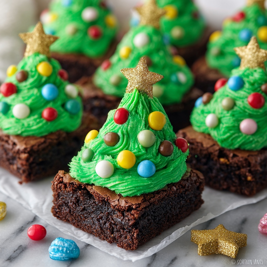 Christmas Tree Brownies Recipe - Recipe Image