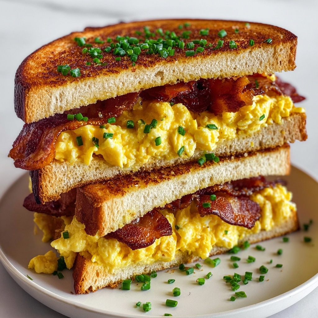 Ultimate Breakfast Grilled Cheese with Scrambled Eggs and Bacon Recipe - Recipe Image