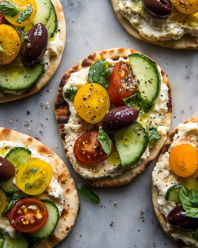 Greek Salad Naan Bites with Hummus Recipe