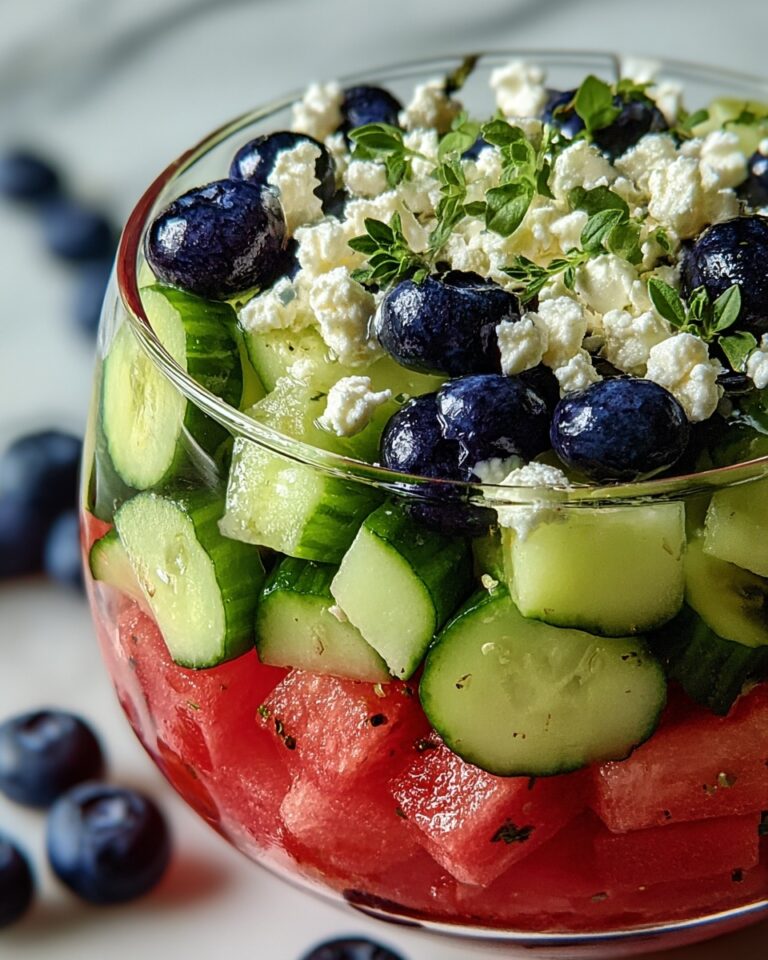 Watermelon Feta Salad with Cucumber and Blueberries Recipe