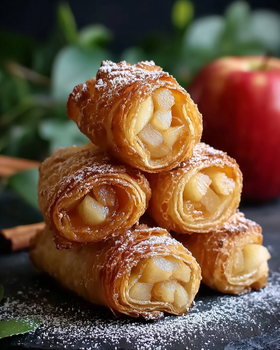 Apple Pie Egg Rolls with Cinnamon Sugar and Caramel Dipping Sauce Recipe - Recipe Image