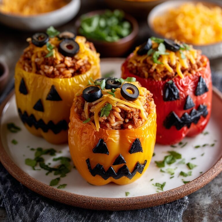 Stuffed Bell Peppers with Creepy Faces Recipe