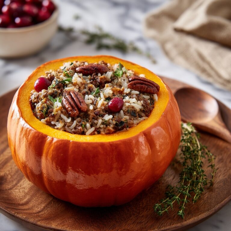 Pumpkin Stuffed with Wild Rice and Sausage Recipe