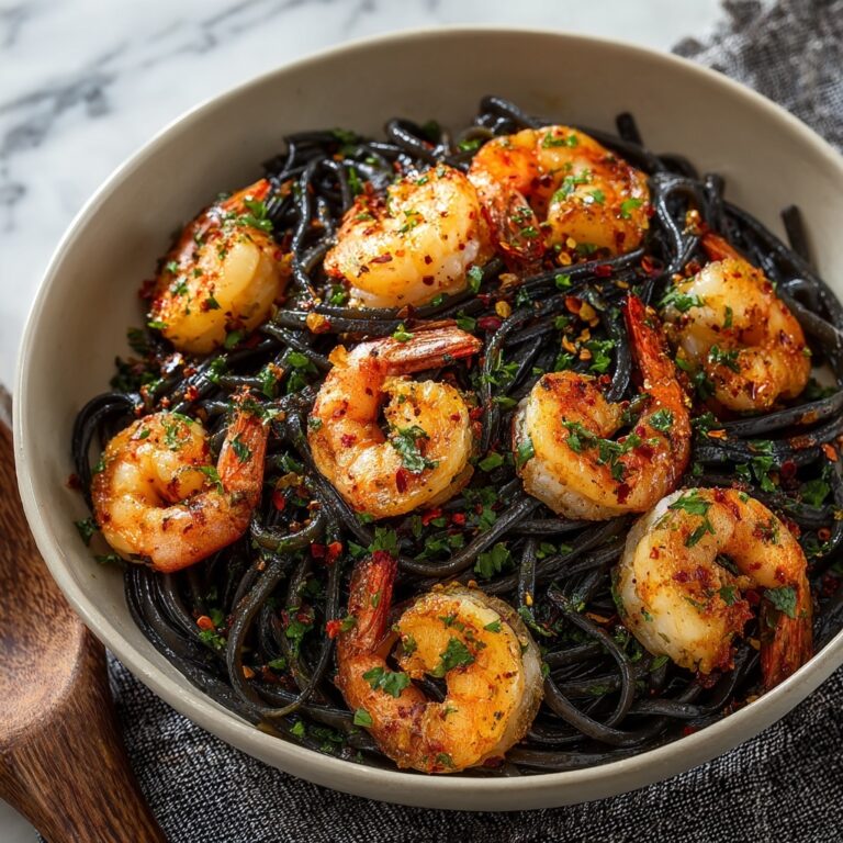 Squid Ink Pasta with Garlic Shrimp Recipe