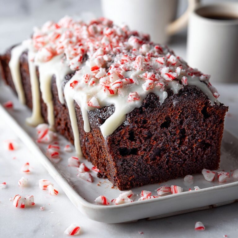 Chocolate Peppermint Bread with Festive Frosting and Candy Cane Topping Recipe