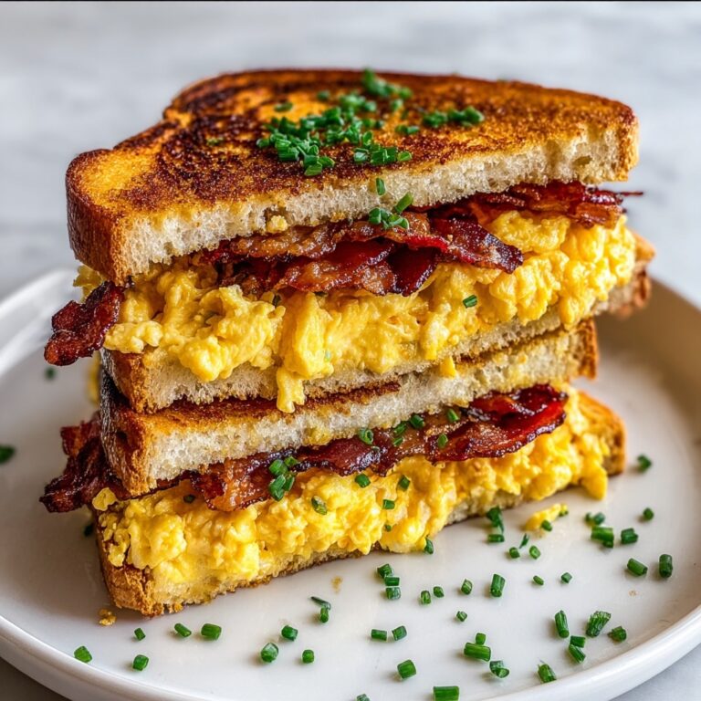 Ultimate Breakfast Grilled Cheese with Scrambled Eggs and Bacon Recipe