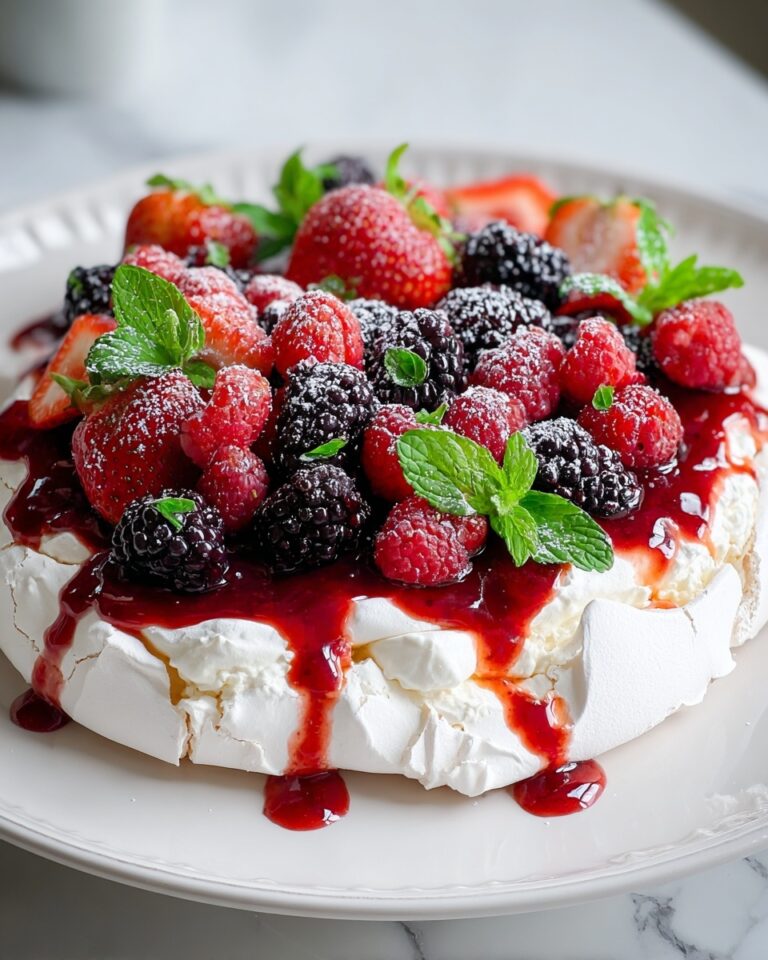 Pavlova Wreath with Fresh Fruits and Mint Recipe